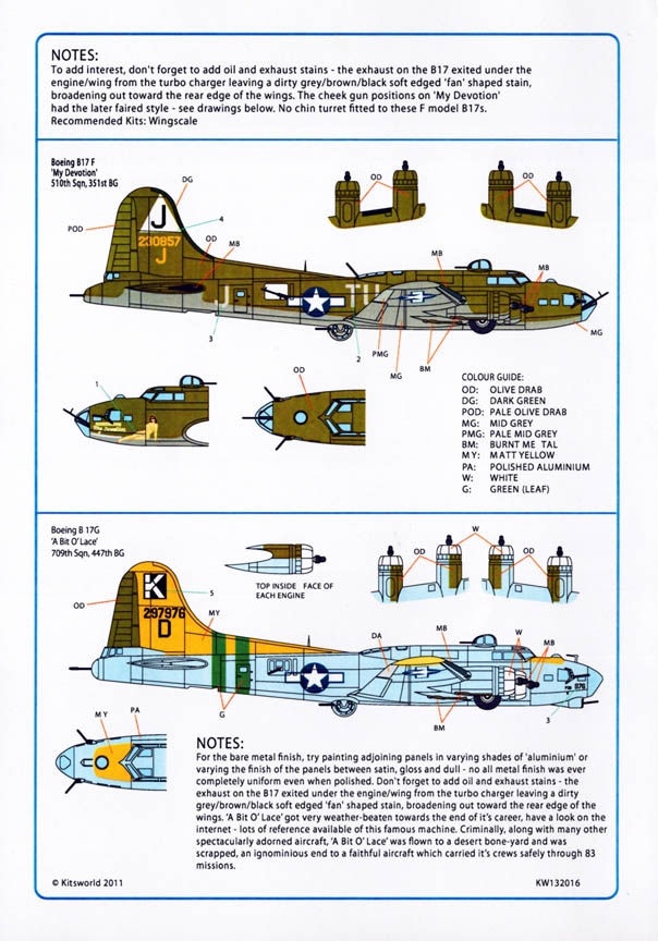 Kits World #132016 1/32 B-17 F/G 8th AF