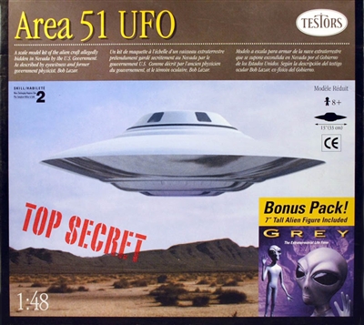 1/48 Testors TOP SECRET Area 51 UFO w/ 7" Alien Figure Plastic Model Kit 576X 